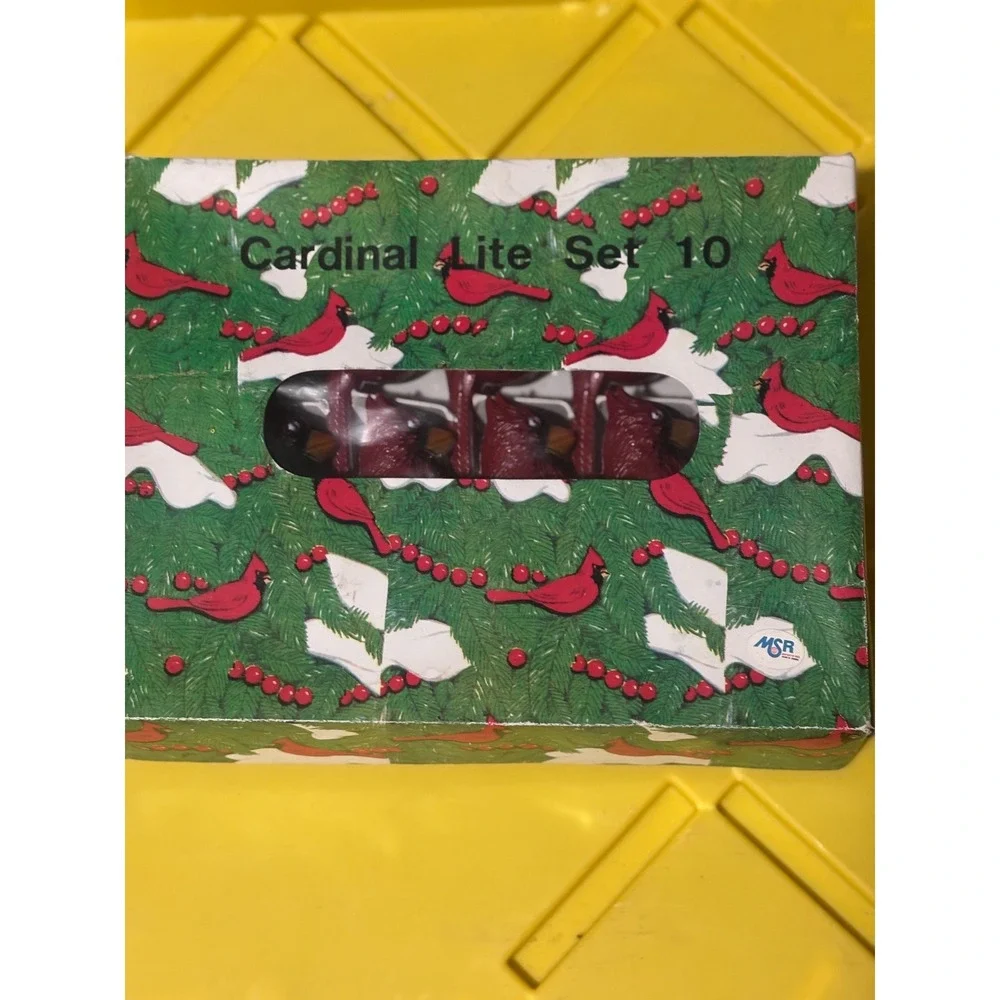 Vtg Christmas Cardinal String Lights 10 blowmolds & lights new old stock in box